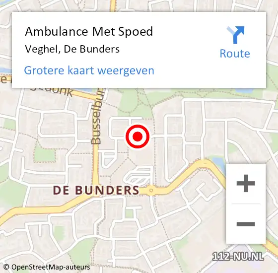Locatie op kaart van de 112 melding: Ambulance Met Spoed Naar Veghel, De Bunders op 3 januari 2019 12:47