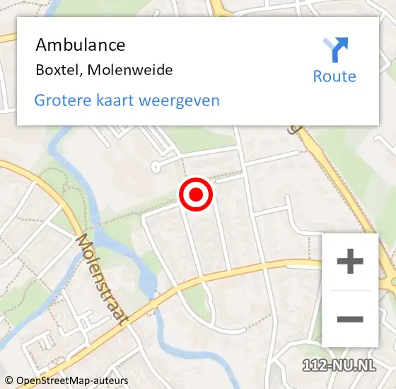 Locatie op kaart van de 112 melding: Ambulance Boxtel, Molenweide op 3 januari 2019 17:26