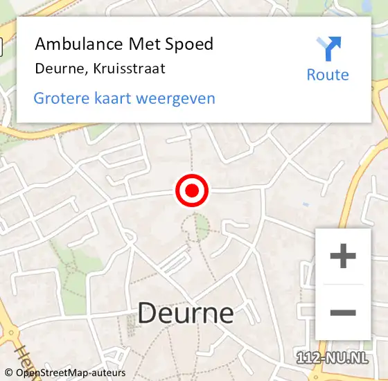 Locatie op kaart van de 112 melding: Ambulance Met Spoed Naar Deurne, Kruisstraat op 3 januari 2019 19:12