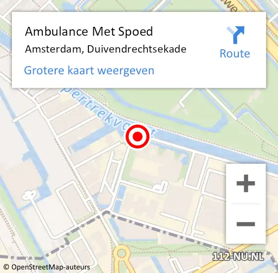 Locatie op kaart van de 112 melding: Ambulance Met Spoed Naar Amsterdam, Duivendrechtsekade op 3 januari 2019 21:00