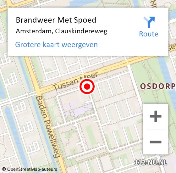 Locatie op kaart van de 112 melding: Brandweer Met Spoed Naar Amsterdam, Clauskindereweg op 3 januari 2019 21:40