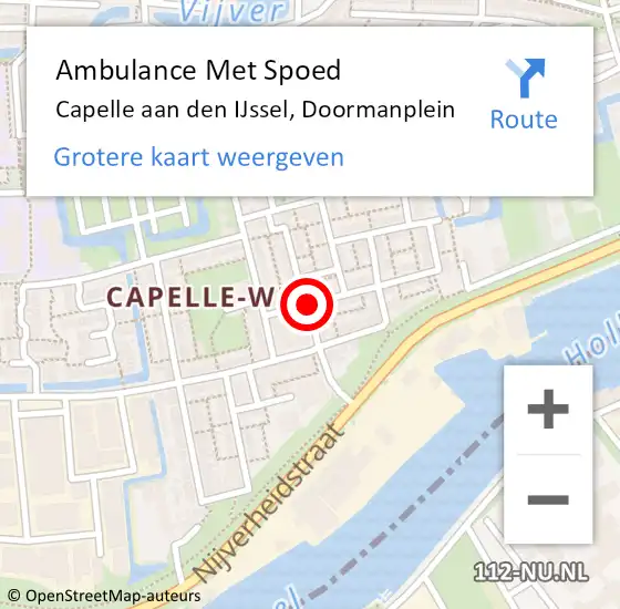 Locatie op kaart van de 112 melding: Ambulance Met Spoed Naar Capelle aan den IJssel, Doormanplein op 3 januari 2019 22:33