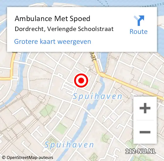 Locatie op kaart van de 112 melding: Ambulance Met Spoed Naar Dordrecht, Verlengde Schoolstraat op 4 januari 2019 01:27