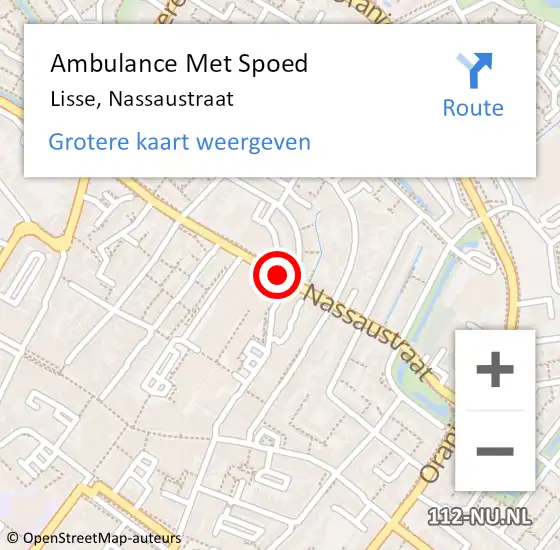 Locatie op kaart van de 112 melding: Ambulance Met Spoed Naar Lisse, Nassaustraat op 4 januari 2019 04:40
