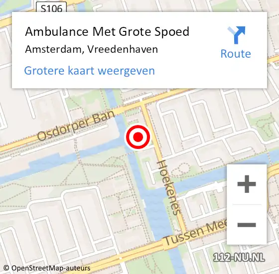 Locatie op kaart van de 112 melding: Ambulance Met Grote Spoed Naar Amsterdam, Vreedenhaven op 4 januari 2019 08:36