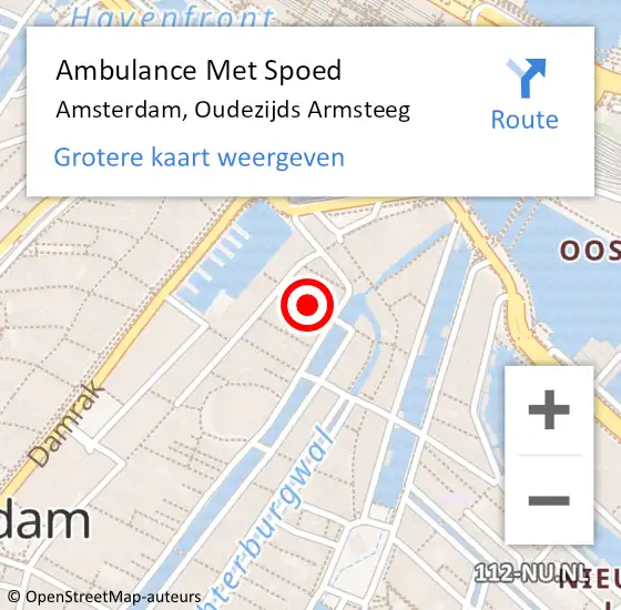 Locatie op kaart van de 112 melding: Ambulance Met Spoed Naar Amsterdam, Oudezijds Armsteeg op 4 januari 2019 11:09