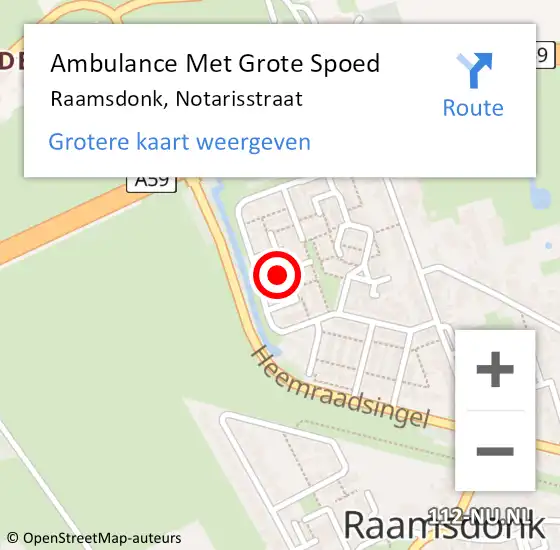 Locatie op kaart van de 112 melding: Ambulance Met Grote Spoed Naar Raamsdonk, Notarisstraat op 4 januari 2019 16:10