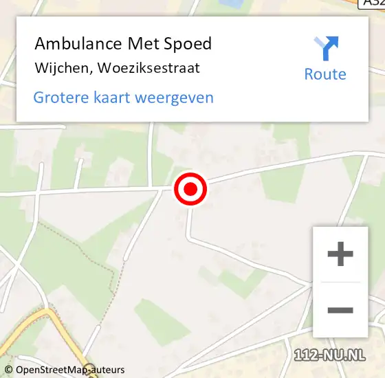 Locatie op kaart van de 112 melding: Ambulance Met Spoed Naar Wijchen, Woeziksestraat op 4 januari 2019 16:11