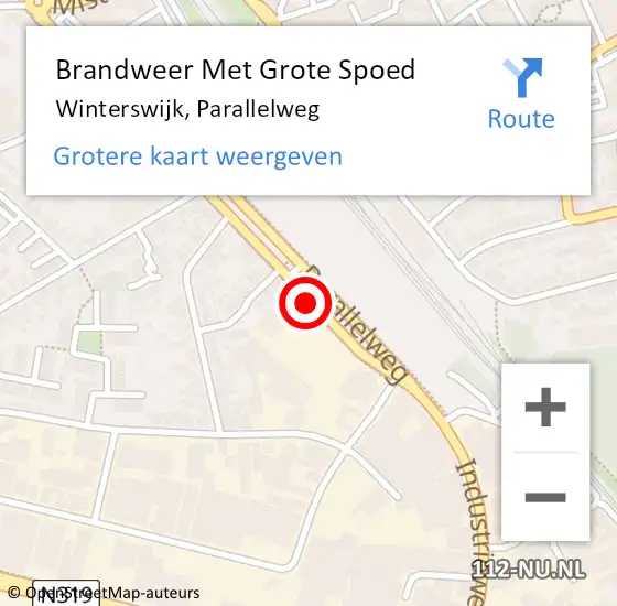 Locatie op kaart van de 112 melding: Brandweer Met Grote Spoed Naar Winterswijk, Parallelweg op 4 januari 2019 20:12