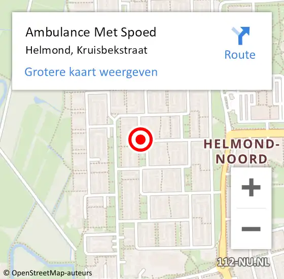 Locatie op kaart van de 112 melding: Ambulance Met Spoed Naar Helmond, Kruisbekstraat op 4 januari 2019 20:39