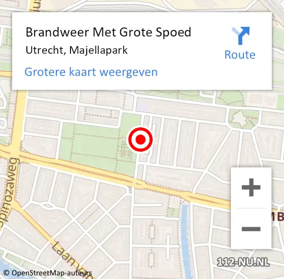 Locatie op kaart van de 112 melding: Brandweer Met Grote Spoed Naar Utrecht, Majellapark op 5 januari 2019 00:58