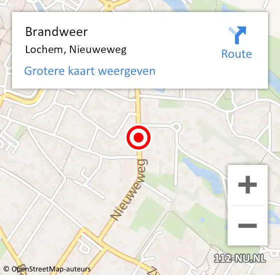 Locatie op kaart van de 112 melding: Brandweer Lochem, Nieuweweg op 5 januari 2019 04:20