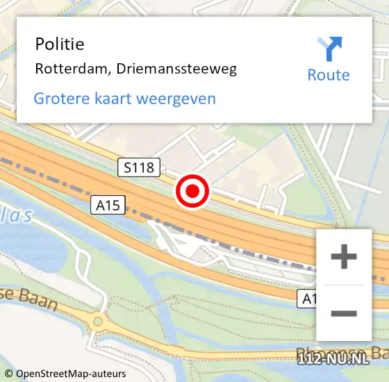 Locatie op kaart van de 112 melding: Politie Rotterdam, Driemanssteeweg op 5 januari 2019 08:50