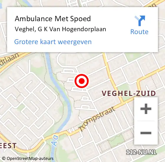 Locatie op kaart van de 112 melding: Ambulance Met Spoed Naar Veghel, G K Van Hogendorplaan op 5 januari 2019 09:44