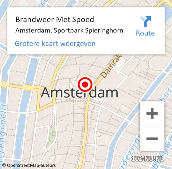 Locatie op kaart van de 112 melding: Brandweer Met Spoed Naar Amsterdam, Sportpark Spieringhorn op 5 januari 2019 13:38