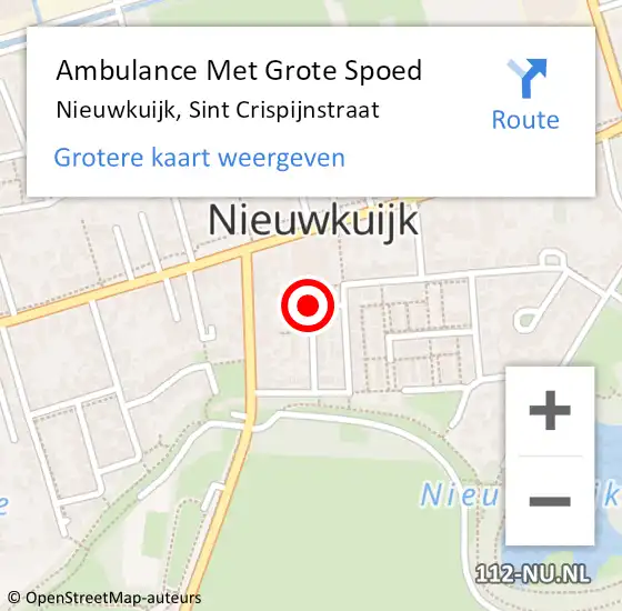Locatie op kaart van de 112 melding: Ambulance Met Grote Spoed Naar Nieuwkuijk, Sint Crispijnstraat op 5 januari 2019 16:06