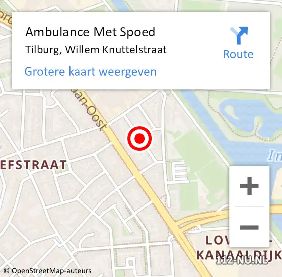 Locatie op kaart van de 112 melding: Ambulance Met Spoed Naar Tilburg, Willem Knuttelstraat op 5 januari 2019 16:46