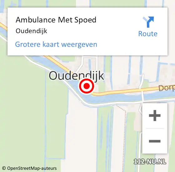 Locatie op kaart van de 112 melding: Ambulance Met Spoed Naar Oudendijk op 5 januari 2019 17:18