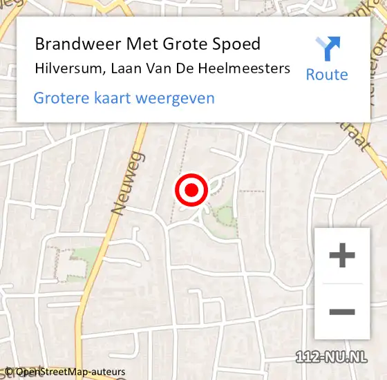 Locatie op kaart van de 112 melding: Brandweer Met Grote Spoed Naar Hilversum, Laan Van De Heelmeesters op 5 januari 2019 17:33