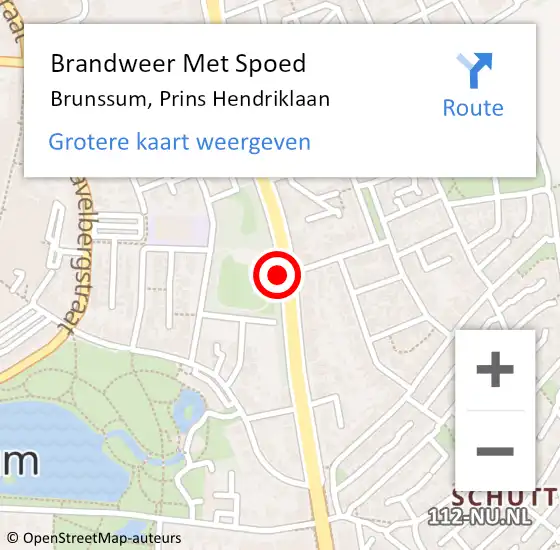 Locatie op kaart van de 112 melding: Brandweer Met Spoed Naar Brunssum, Prins Hendriklaan op 5 januari 2019 22:23