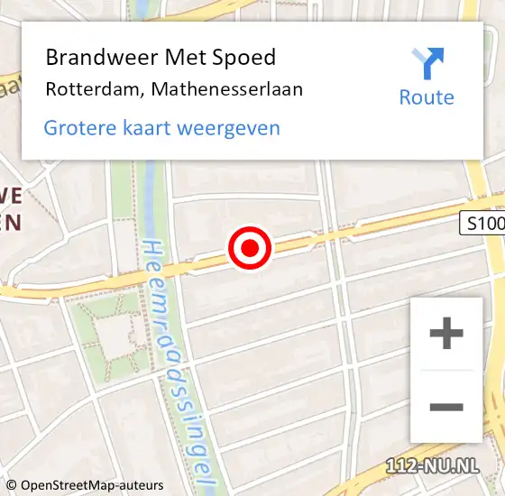 Locatie op kaart van de 112 melding: Brandweer Met Spoed Naar Rotterdam, Mathenesserlaan op 6 januari 2019 11:15