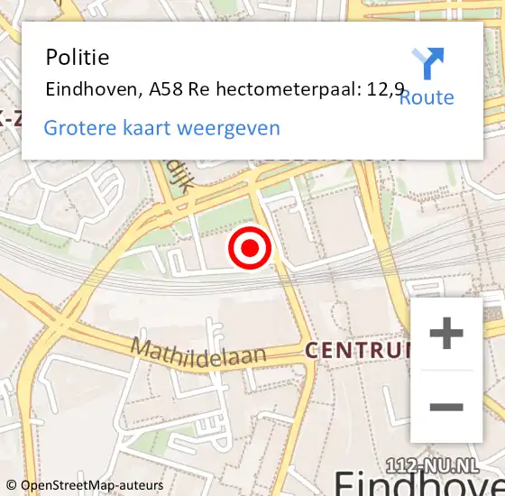 Locatie op kaart van de 112 melding: Politie Eindhoven, A67 Re hectometerpaal: 25,0 op 6 januari 2019 11:47