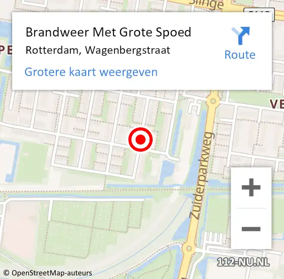 Locatie op kaart van de 112 melding: Brandweer Met Grote Spoed Naar Rotterdam, Wagenbergstraat op 6 januari 2019 16:52