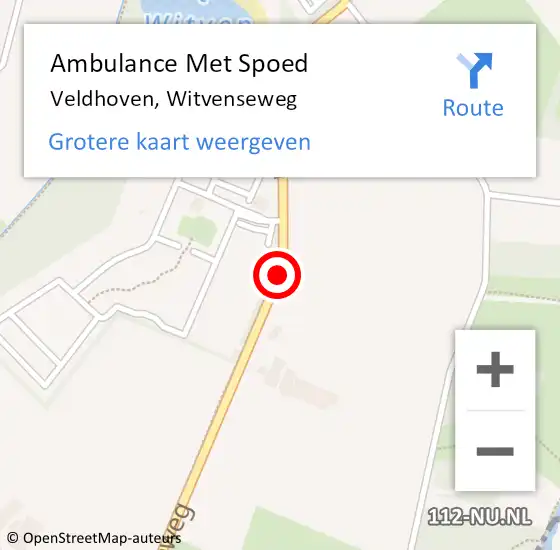 Locatie op kaart van de 112 melding: Ambulance Met Spoed Naar Veldhoven, Witvenseweg op 6 januari 2019 23:39