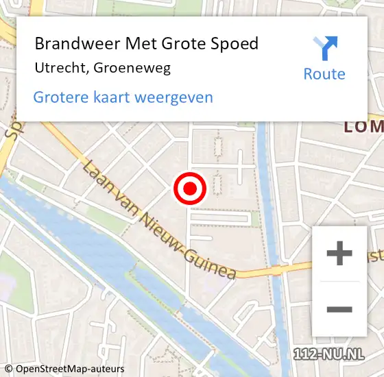 Locatie op kaart van de 112 melding: Brandweer Met Grote Spoed Naar Utrecht, Groeneweg op 7 januari 2019 04:57