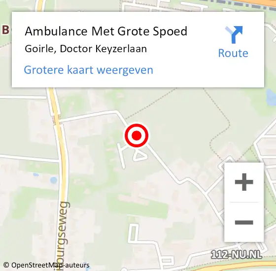 Locatie op kaart van de 112 melding: Ambulance Met Grote Spoed Naar Goirle, Doctor Keyzerlaan op 7 januari 2019 08:59