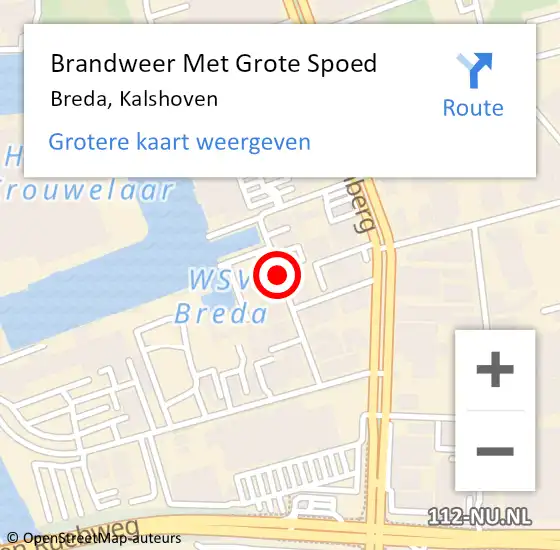 Locatie op kaart van de 112 melding: Brandweer Met Grote Spoed Naar Breda, Kalshoven op 7 januari 2019 12:09