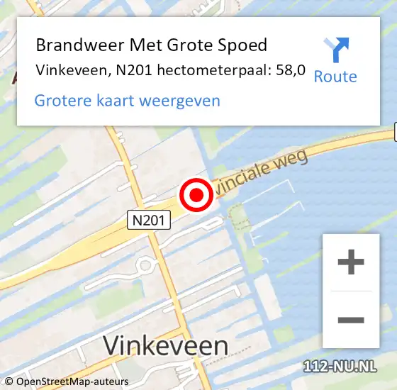 Locatie op kaart van de 112 melding: Brandweer Met Grote Spoed Naar Vinkeveen, N201 hectometerpaal: 60,5 op 7 januari 2019 14:06