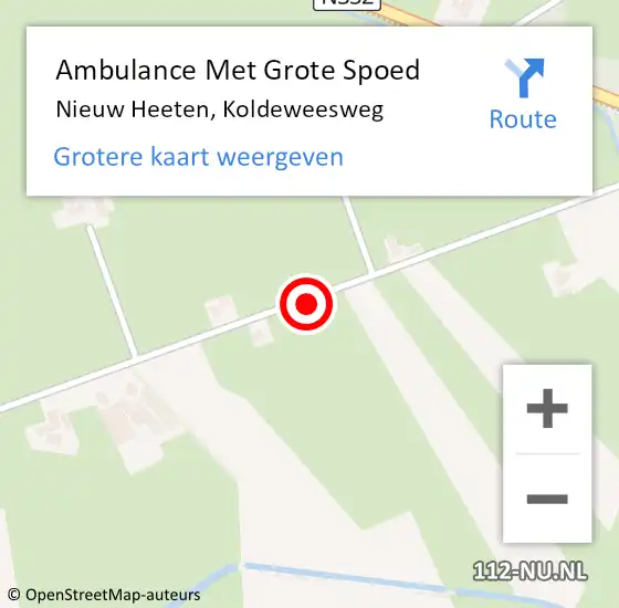 Locatie op kaart van de 112 melding: Ambulance Met Grote Spoed Naar Nieuw Heeten, Koldeweesweg op 7 januari 2019 17:59