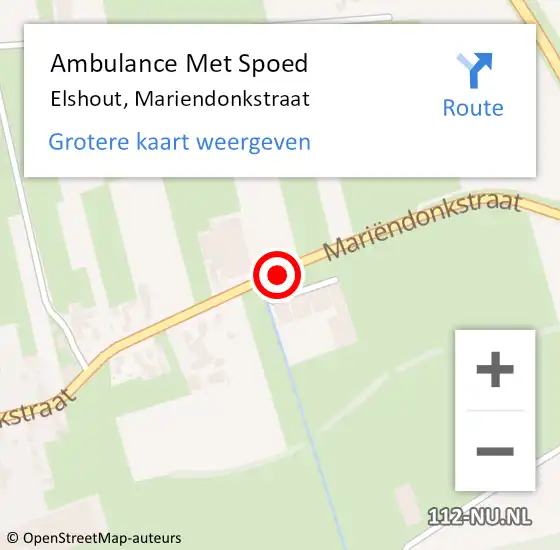 Locatie op kaart van de 112 melding: Ambulance Met Spoed Naar Elshout, Mariendonkstraat op 7 januari 2019 18:40