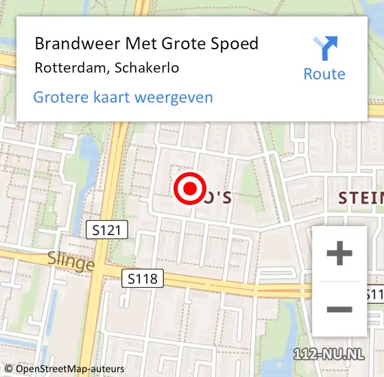 Locatie op kaart van de 112 melding: Brandweer Met Grote Spoed Naar Rotterdam, Schakerlo op 8 januari 2019 01:34