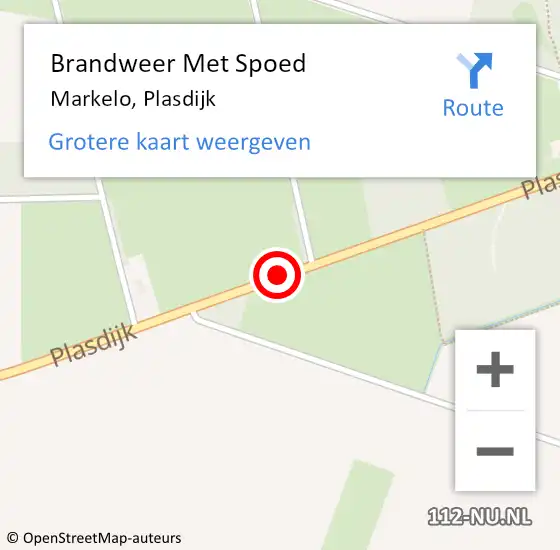 Locatie op kaart van de 112 melding: Brandweer Met Spoed Naar Markelo, Plasdijk op 8 januari 2019 05:22