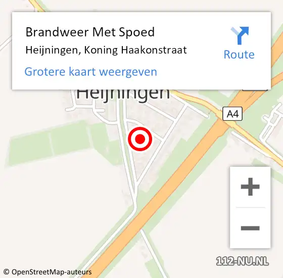 Locatie op kaart van de 112 melding: Brandweer Met Spoed Naar Heijningen, Koning Haakonstraat op 8 januari 2019 08:44