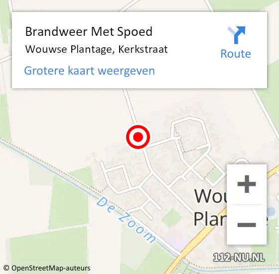 Locatie op kaart van de 112 melding: Brandweer Met Spoed Naar Wouwse Plantage, Kerkstraat op 8 januari 2019 08:55