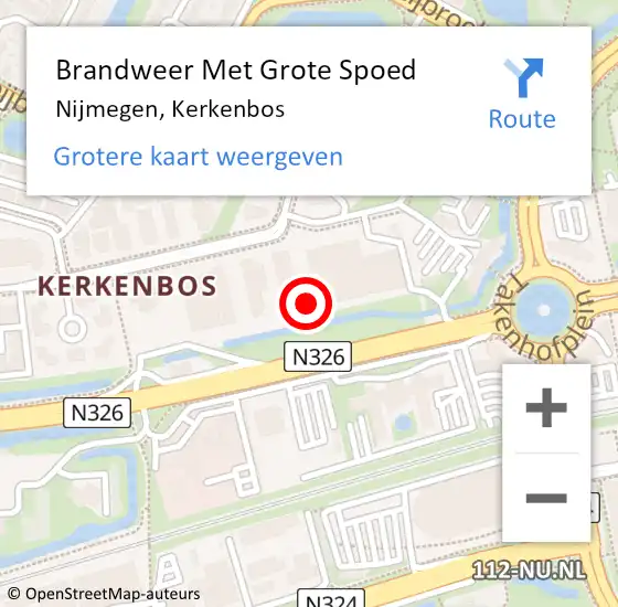 Locatie op kaart van de 112 melding: Brandweer Met Grote Spoed Naar Nijmegen, Kerkenbos op 8 januari 2019 10:22