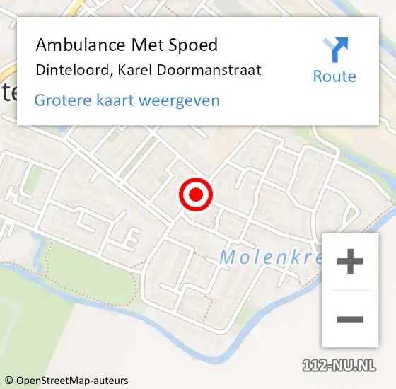 Locatie op kaart van de 112 melding: Ambulance Met Spoed Naar Dinteloord, Karel Doormanstraat op 8 januari 2019 11:30