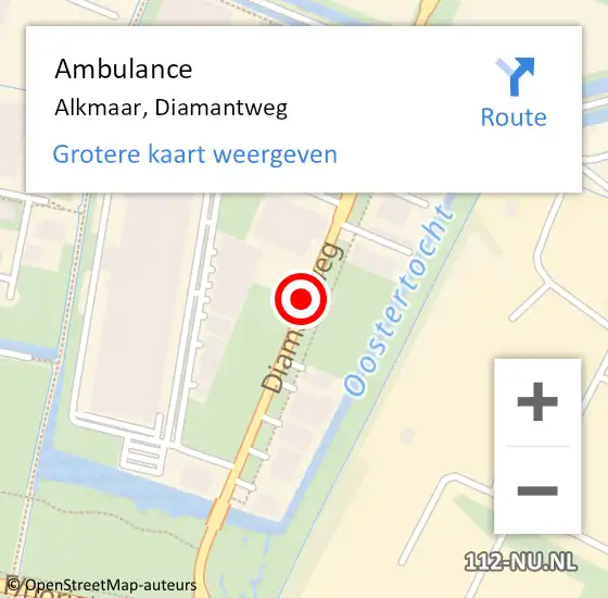 Locatie op kaart van de 112 melding: Ambulance Alkmaar, Diamantweg op 8 januari 2019 12:21