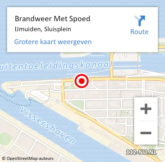 Locatie op kaart van de 112 melding: Brandweer Met Spoed Naar IJmuiden, Sluisplein op 8 januari 2019 12:35