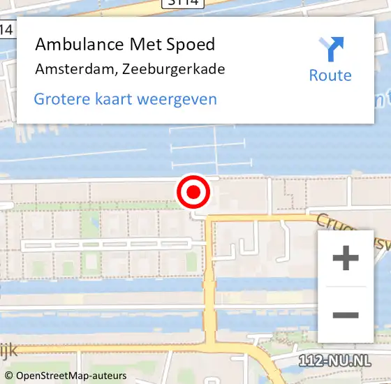 Locatie op kaart van de 112 melding: Ambulance Met Spoed Naar Amsterdam, Zeeburgerkade op 8 januari 2019 13:29