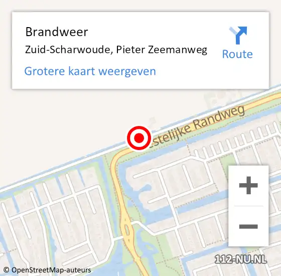 Locatie op kaart van de 112 melding: Brandweer Zuid-Scharwoude, Pieter Zeemanweg op 8 januari 2019 14:11