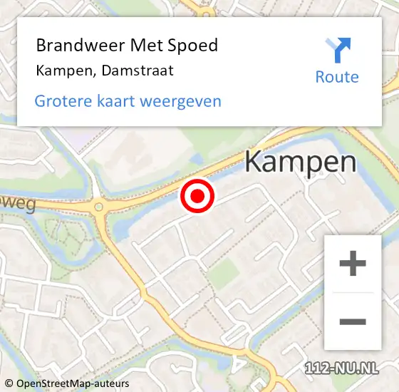Locatie op kaart van de 112 melding: Brandweer Met Spoed Naar Kampen, Damstraat op 8 januari 2019 14:31
