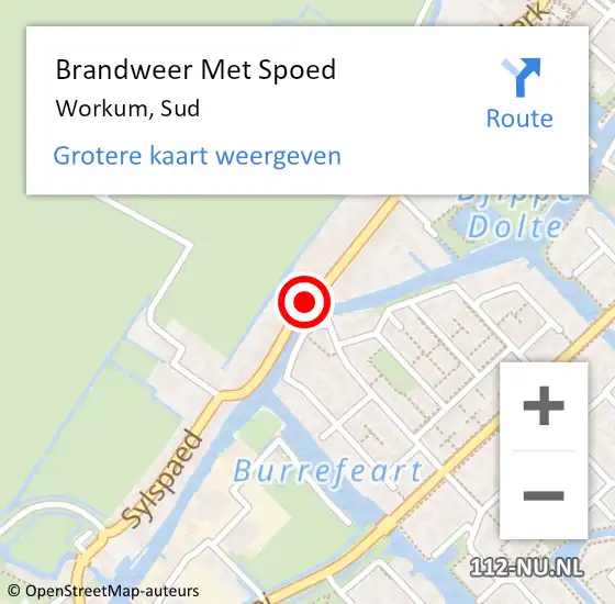 Locatie op kaart van de 112 melding: Brandweer Met Spoed Naar Workum, Sud op 8 januari 2019 16:58