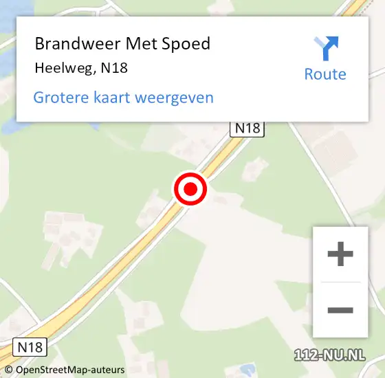 Locatie op kaart van de 112 melding: Brandweer Met Spoed Naar Heelweg, N18 op 8 januari 2019 17:24