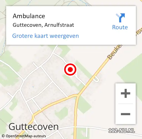 Locatie op kaart van de 112 melding: Ambulance Guttecoven, Arnulfstraat op 8 januari 2019 19:30