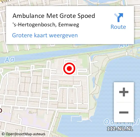 Locatie op kaart van de 112 melding: Ambulance Met Grote Spoed Naar 's-Hertogenbosch, Eemweg op 9 januari 2019 08:42