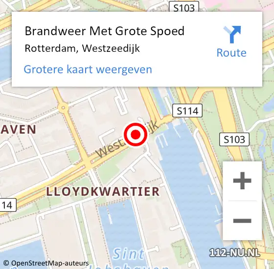 Locatie op kaart van de 112 melding: Brandweer Met Grote Spoed Naar Rotterdam, Westzeedijk op 9 januari 2019 08:44